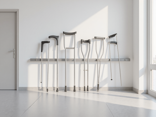 多种适老化辅助用品整齐陈列，包括助行器、放大镜、防滑垫等实用生活辅助用品